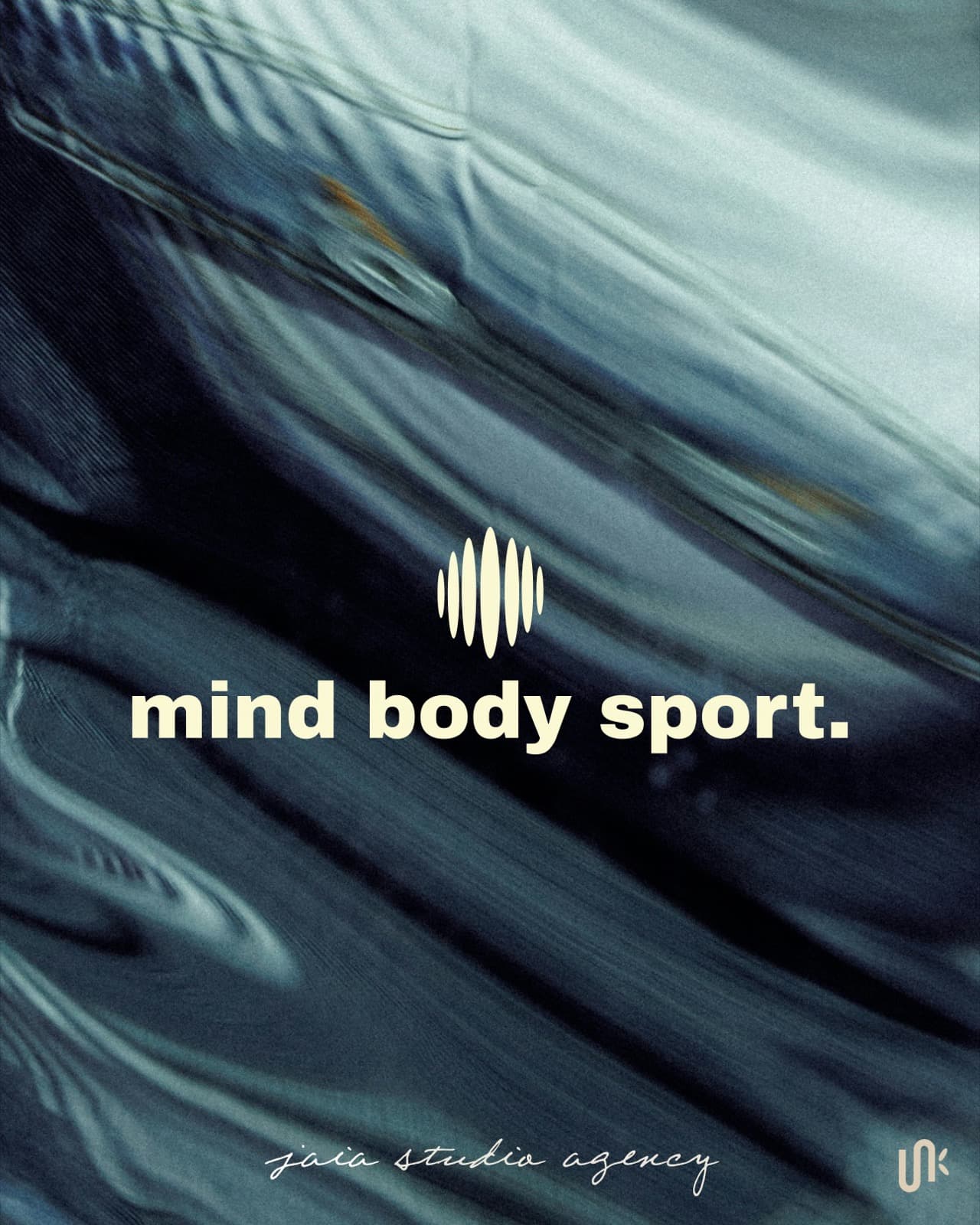 Mind Body Sport wordmark and bar mark on textured athletic fabric
