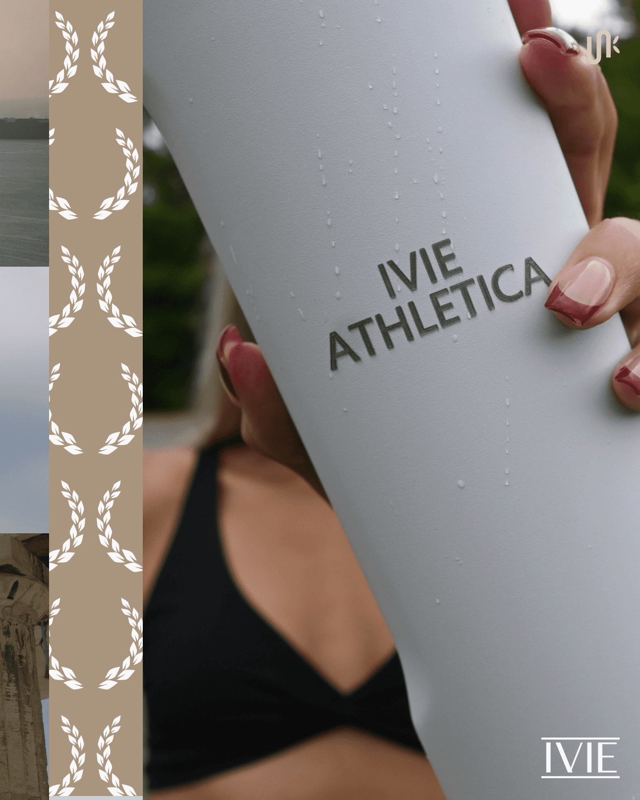 Ivie Athletica wordmark applied to a water bottle
