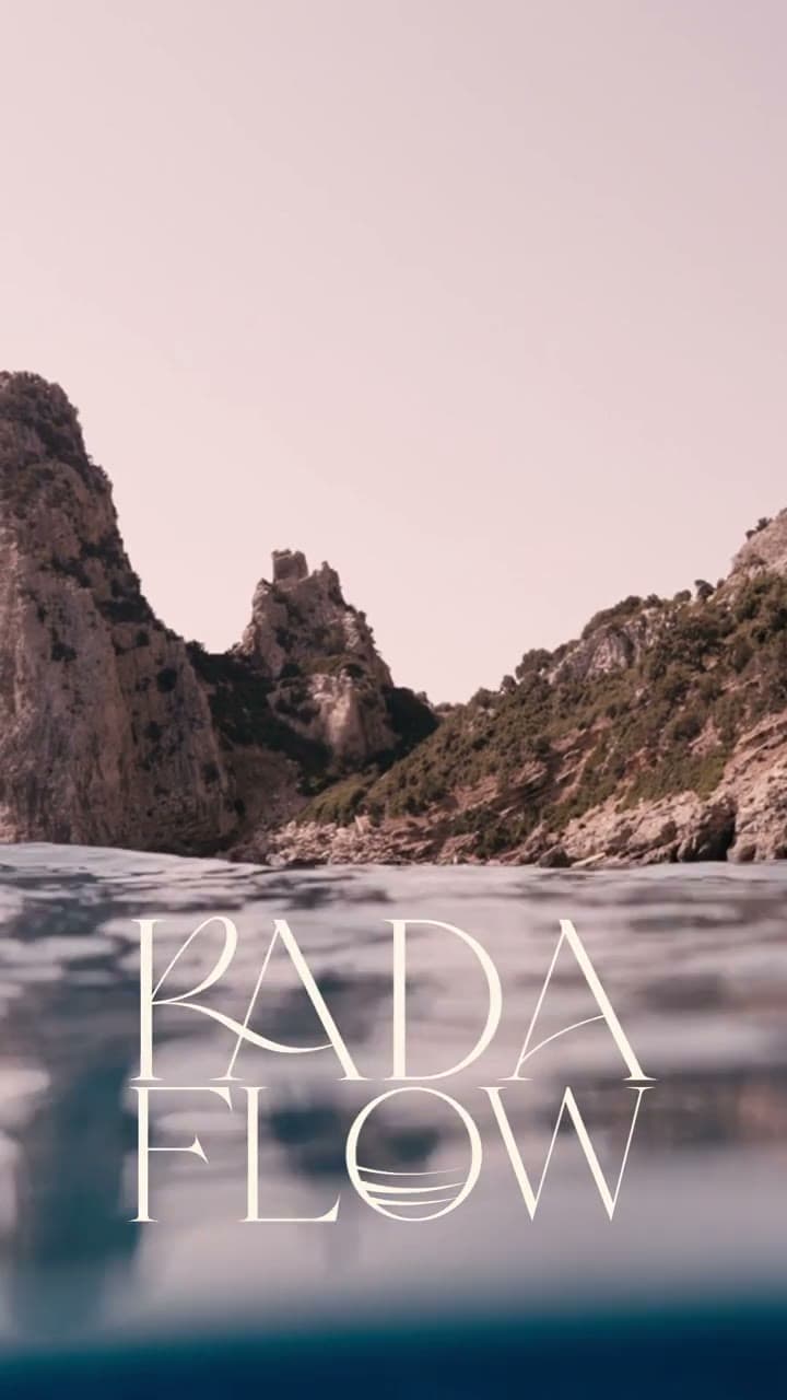 Rada Flow brand reveal moving through logo marks and coastal movement imagery