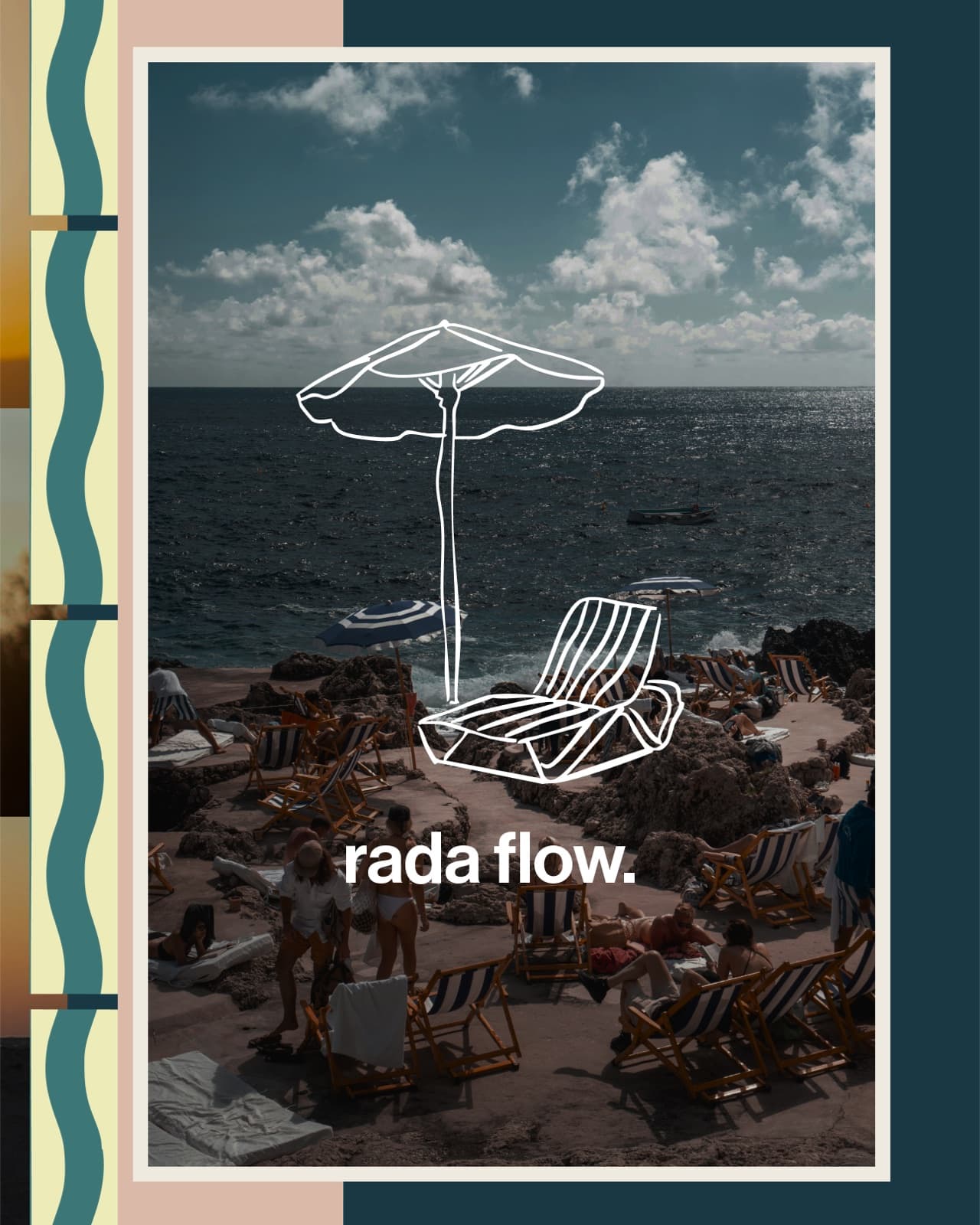 Rada Flow umbrella and lounge chair line mark over Mediterranean beach club photography