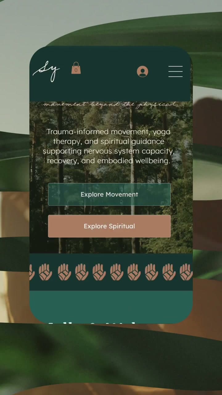 Soul Space Yoga brand scroll moving through identity lockups, lifestyle photography, and website applications