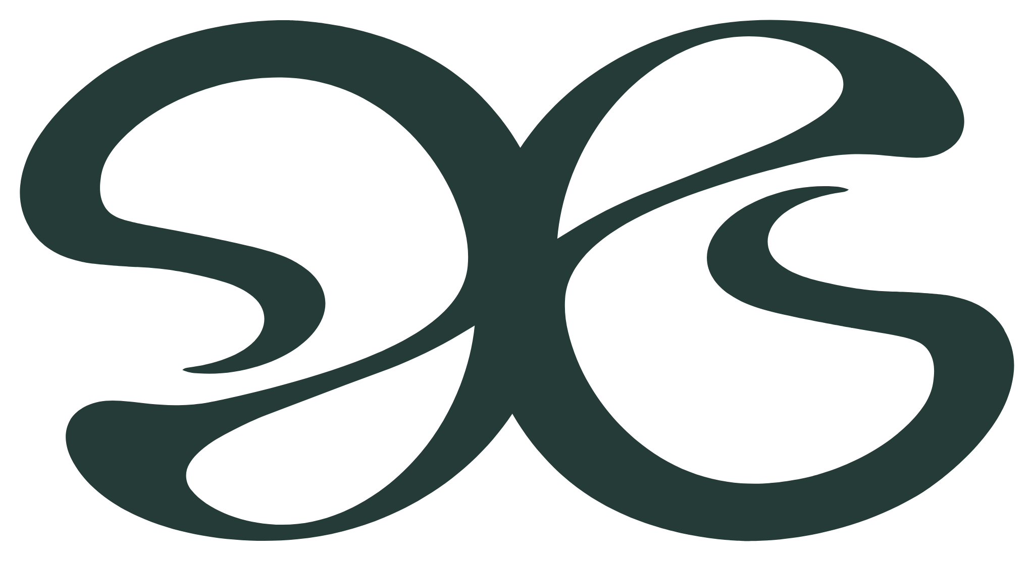 The final dark green erő abstract mark, with two flowing forms meeting at the centre.